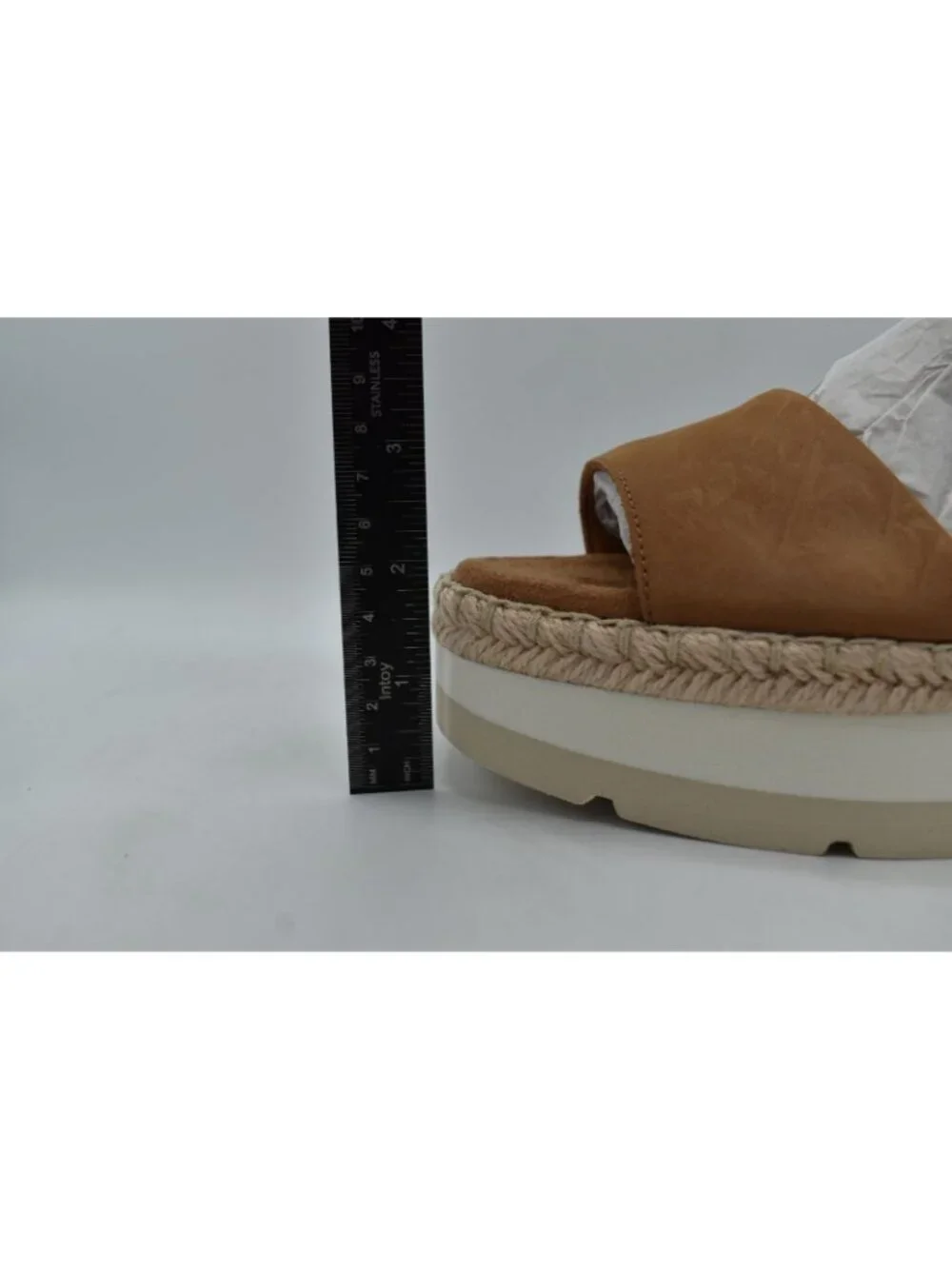 TOMS‎ Womens Size 8.5 Ronan Tan Leather Espadrille Platform Sandals Shoes